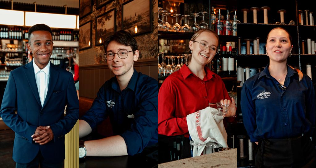 Marzano Italian Grill staff in York, showcasing friendly front-of-house team members inside the Italian restaurant.