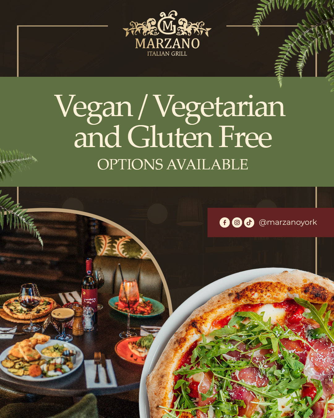 vegan vegetarian Gluten-free options at Marzano York