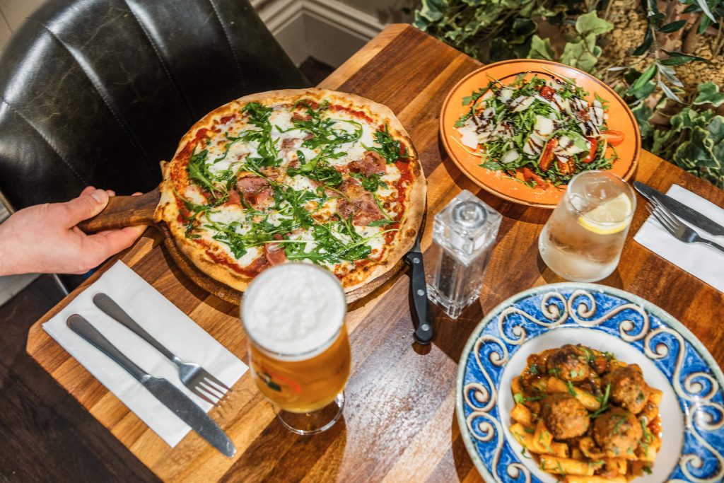 Fresh Italian pizza, pasta and salad served at Marzano Italian Grill in York.